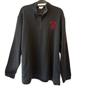Champion Elite Indiana University Hoosiers 1/4 Zip Ribbed Sweater Mens XXL Gray